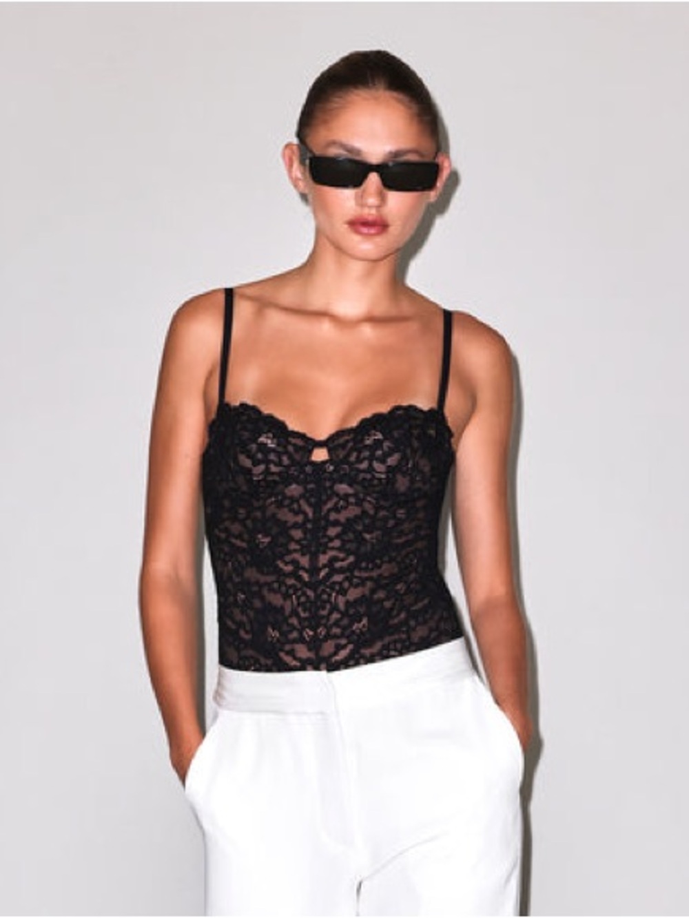 Fleur du Mal Black Lace Bodysuit
